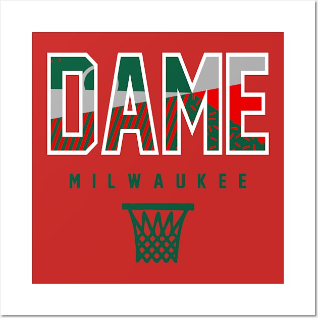 Dame Milwaukee Basketball Red Throwback Wall Art by funandgames